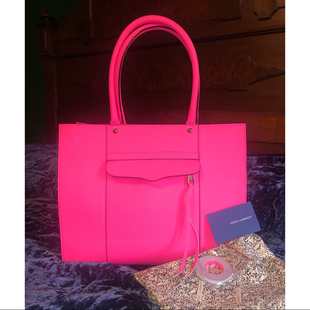 💞✨Hot Pink Medium MAB Saffiano Leather Tote